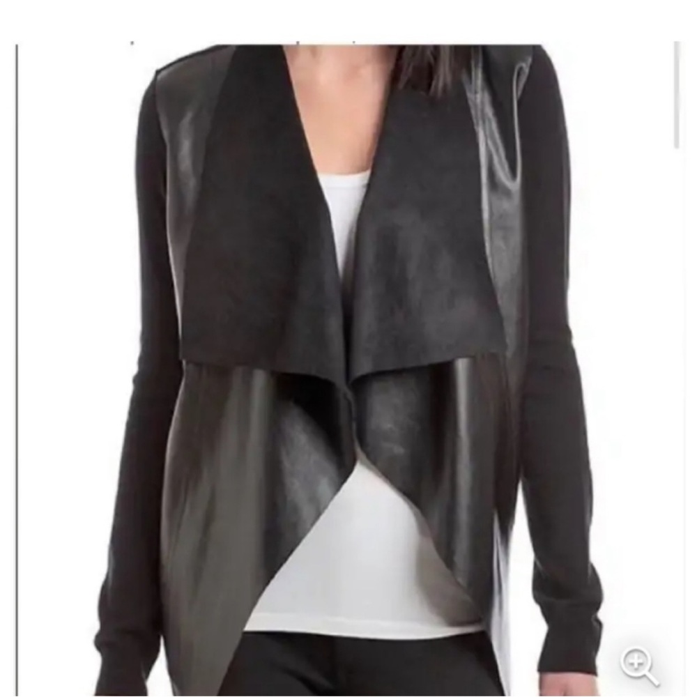 Michael Kors Faux Leather and Knit Cardigan Jacket size L- NWT